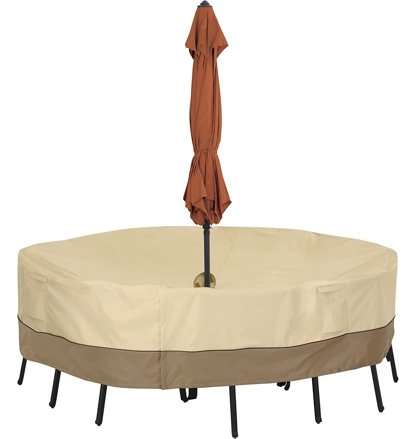 Classic Style Water Resistant Patio Table Cover With Umbrella Hole
