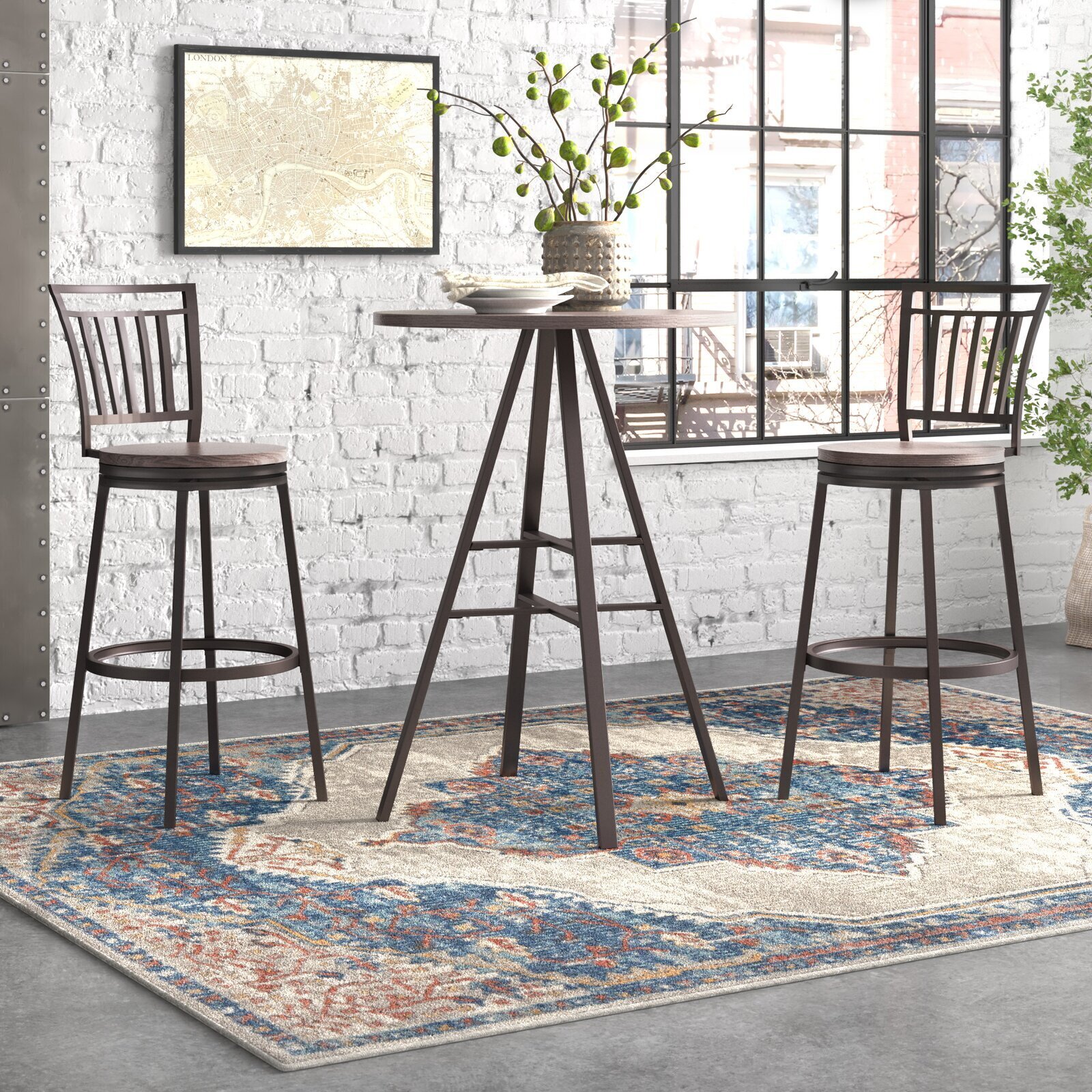 Clean Lined Round Pub Table with Chairs