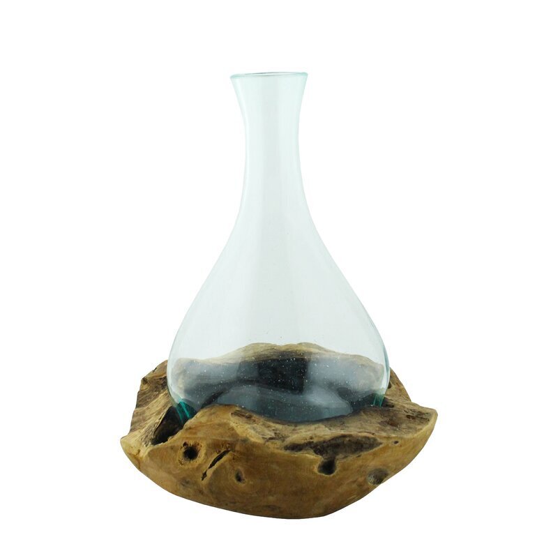 Clear glass hand blown wine decanter
