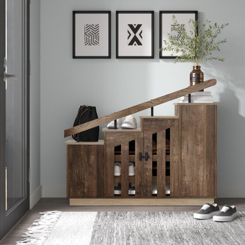 Closed Shoe Cabinet With Diagonal Design