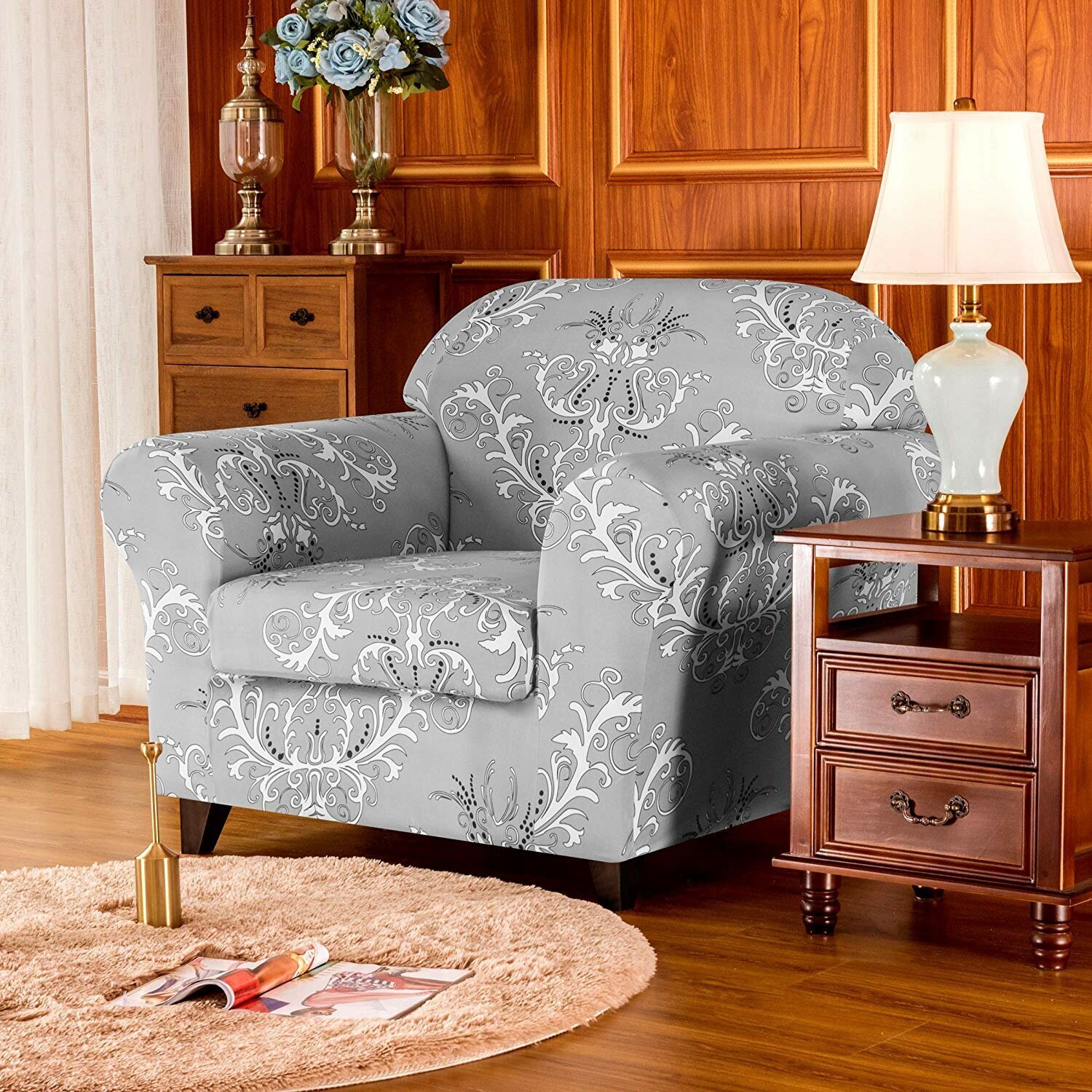 Club Chair Slipcover With Print Design