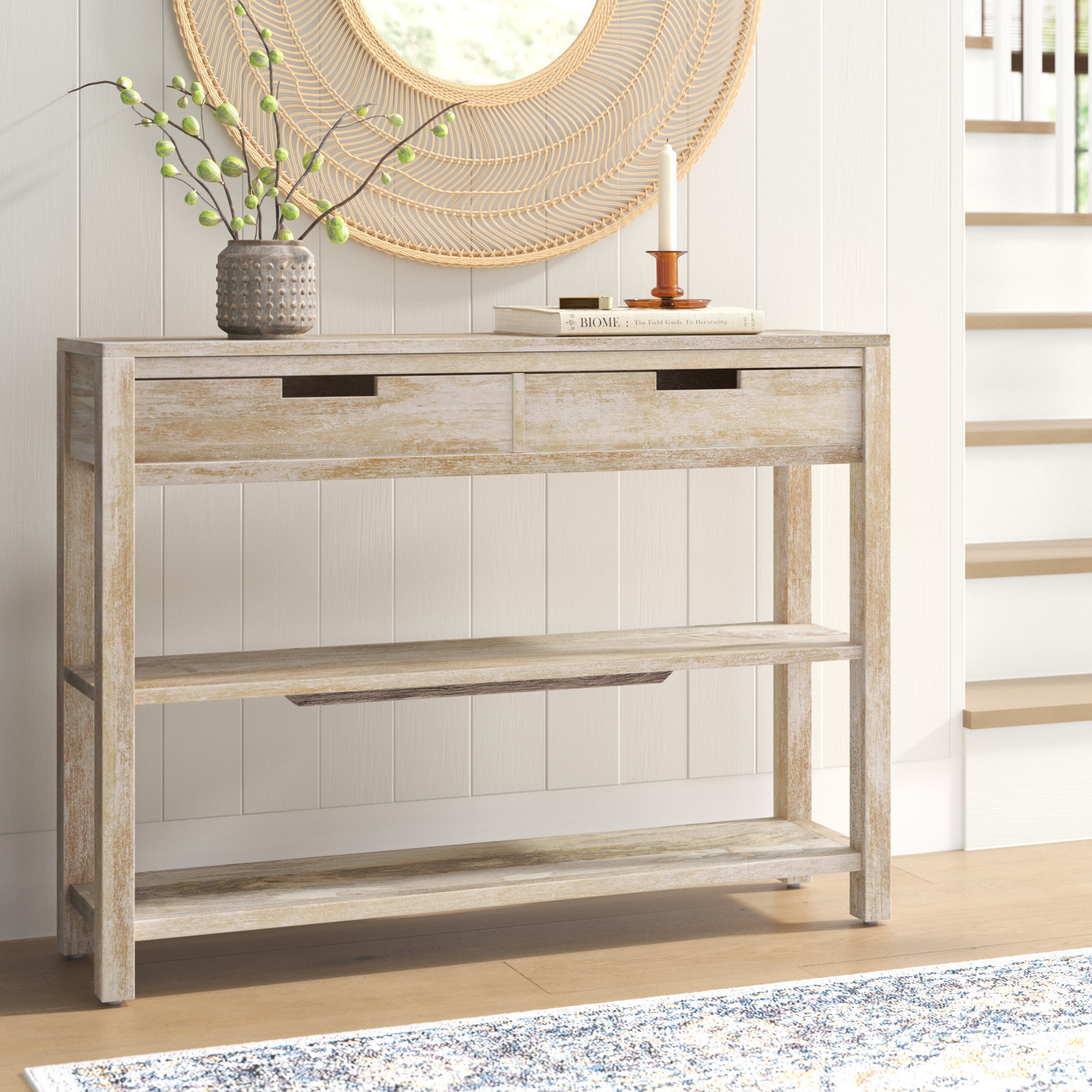 Coastal Farmhouse Wood Console Table