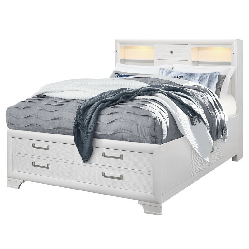 Coastal Full Bed with Bookcase Headboard