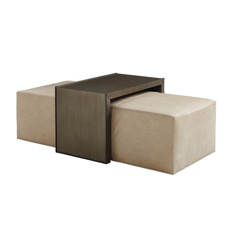Coffee Table With Leather Ottoman Seating