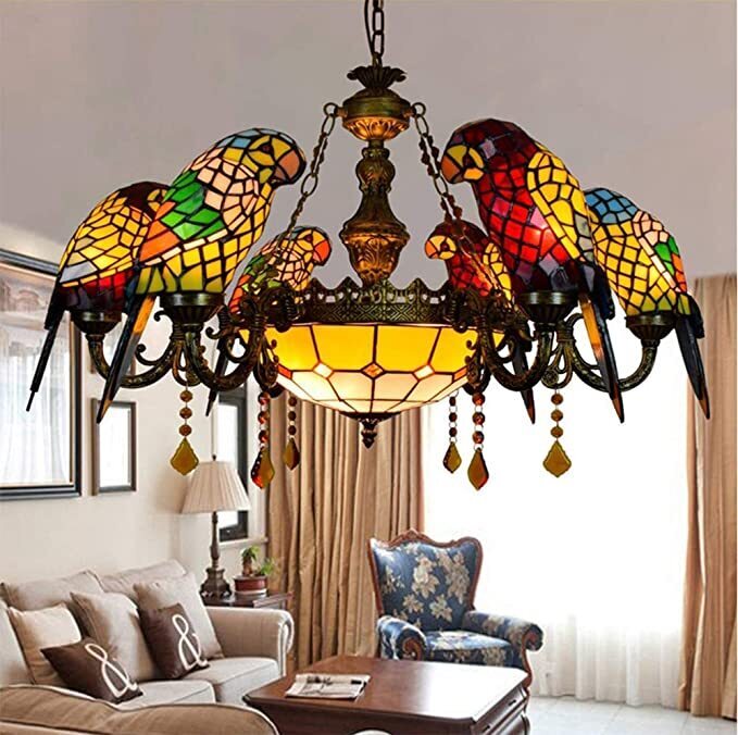 Colorful Glass Bird Chandelier