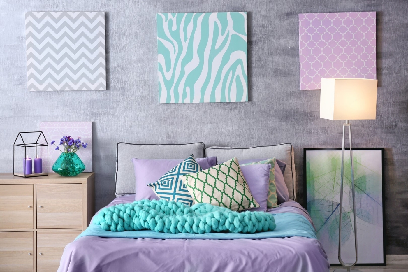 Comfortable bed with pillows