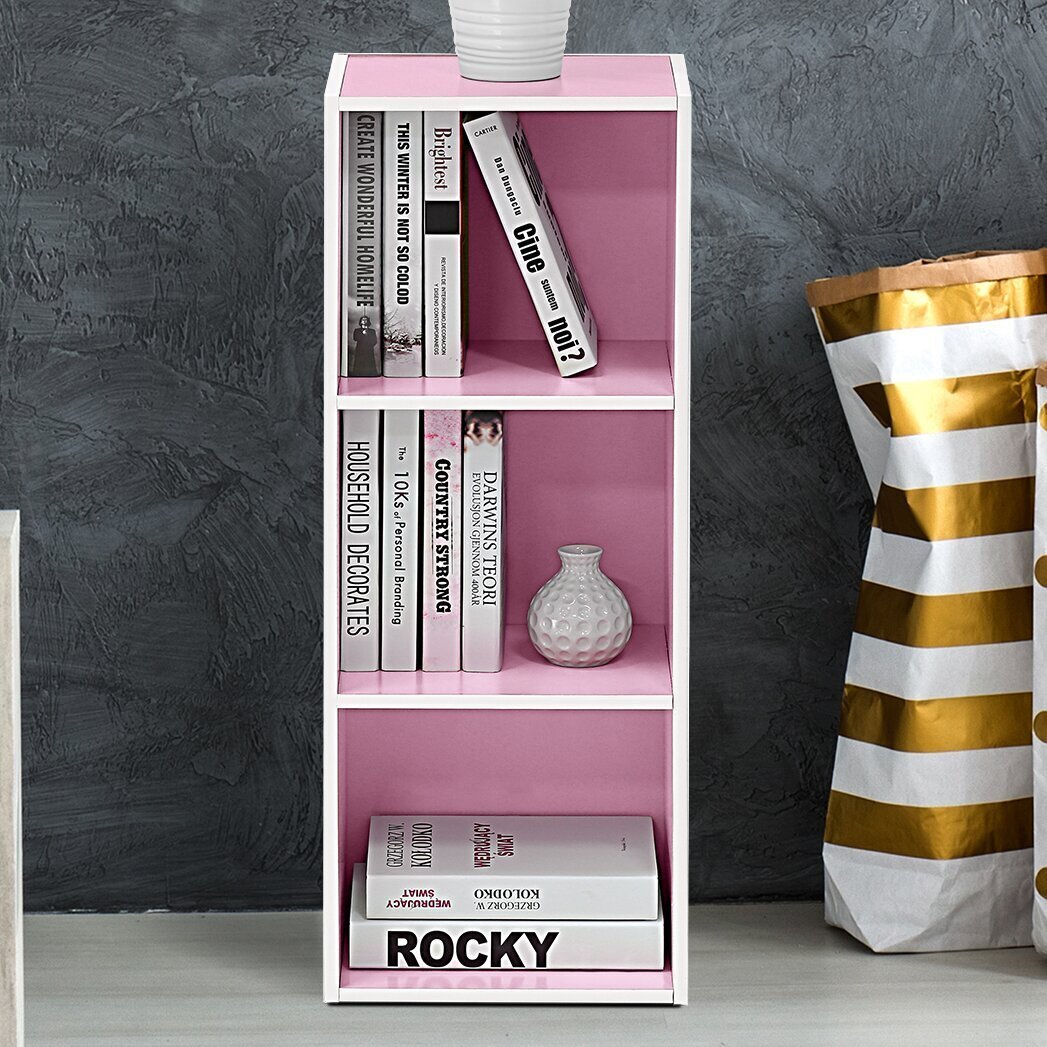 Compact wooden cube shelves