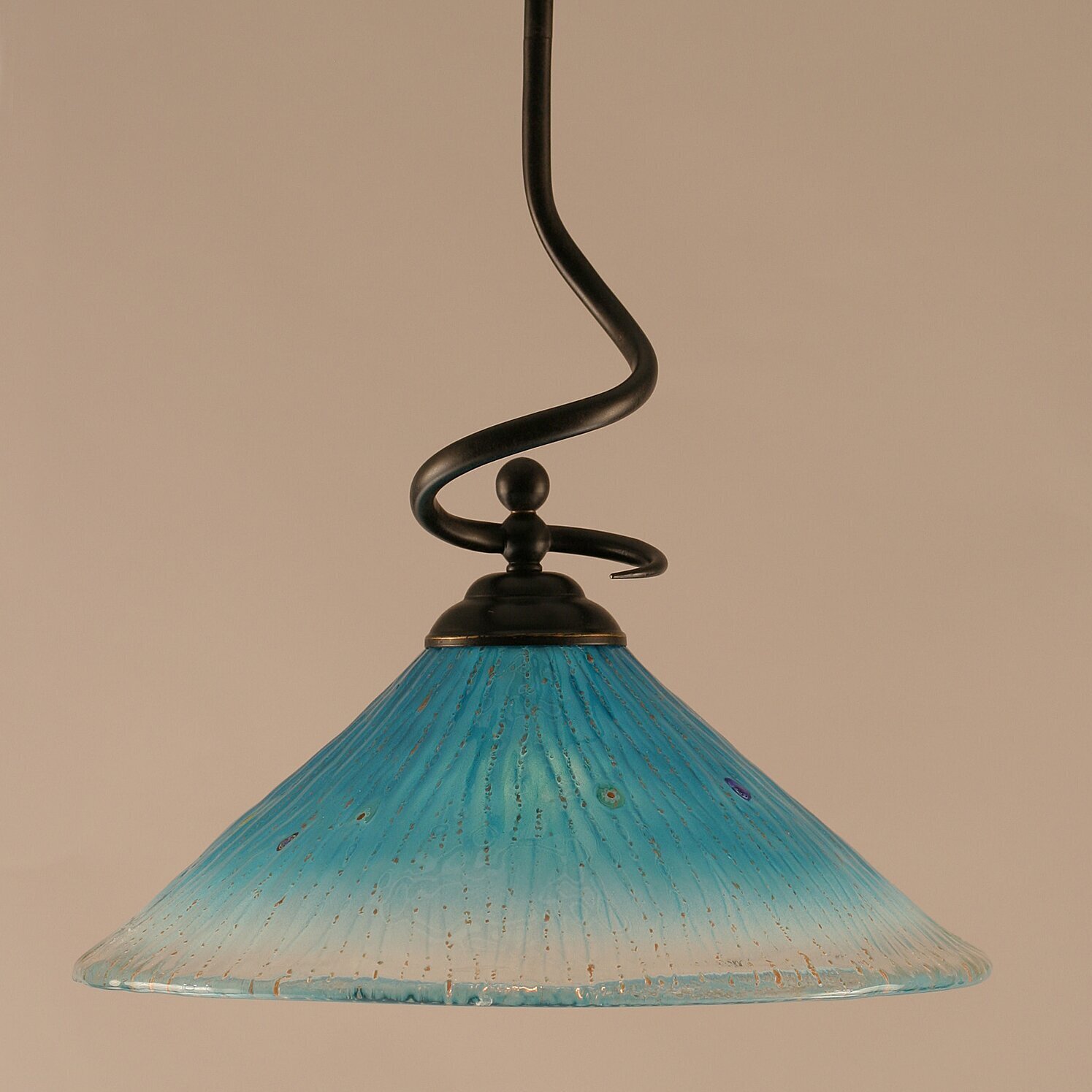 Cone shaped turquoise pendant light