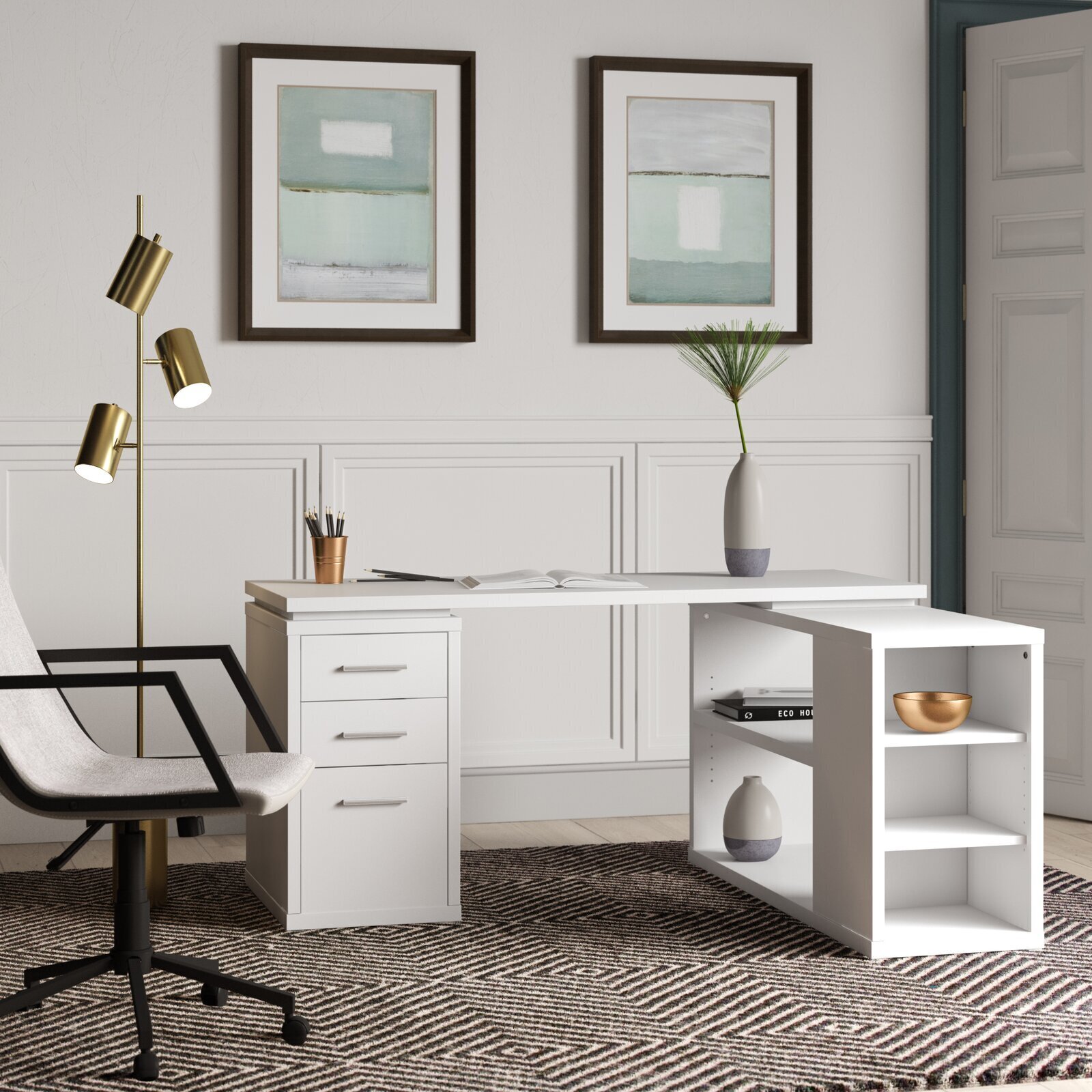 Contemporary Desk with Shelves
