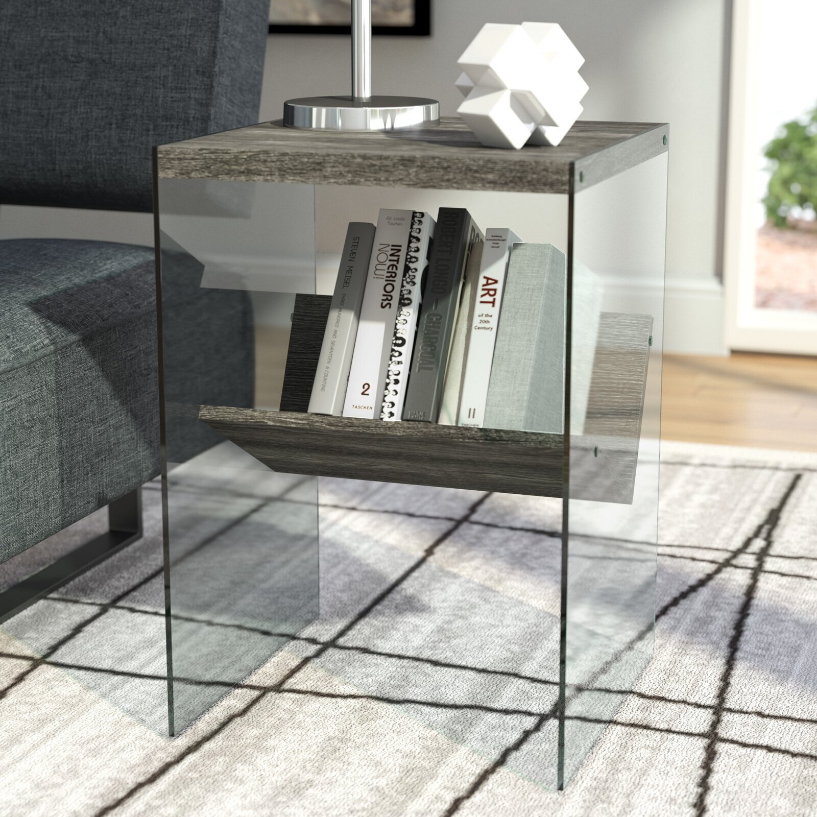 Contemporary magazine holder table 