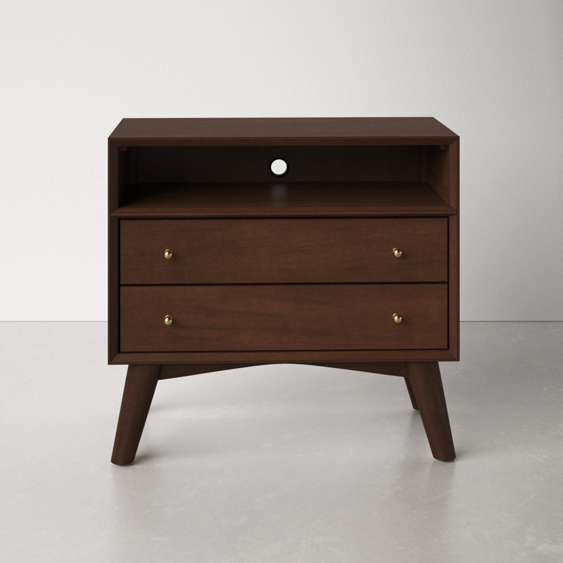 Contemporary Mahogany Wood Nightstand