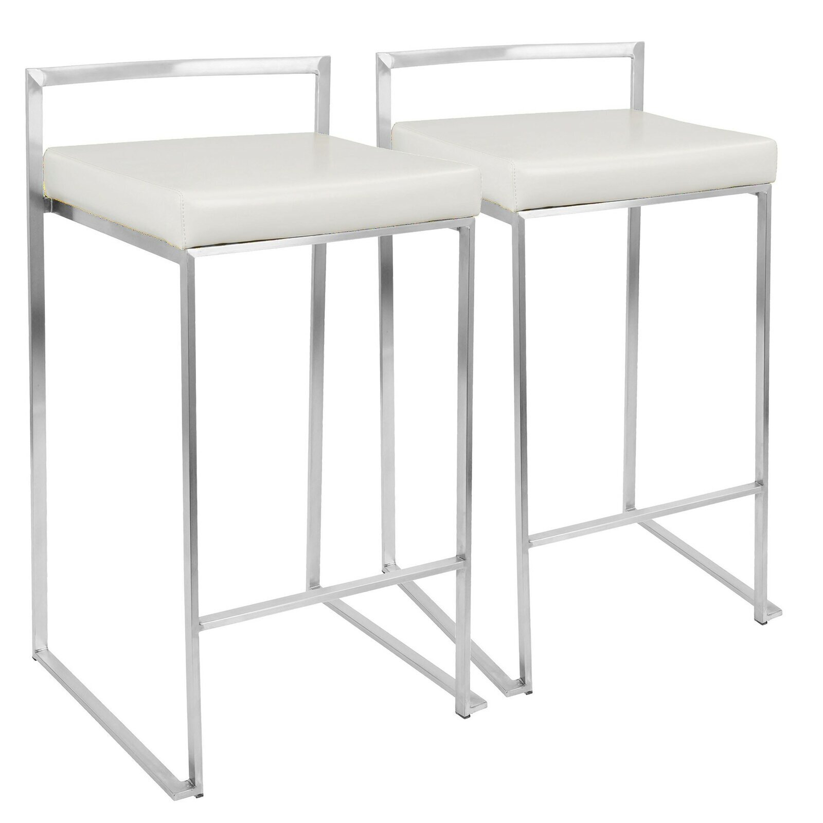 Contemporary Square Shaped Stainless Steel Counter Stools