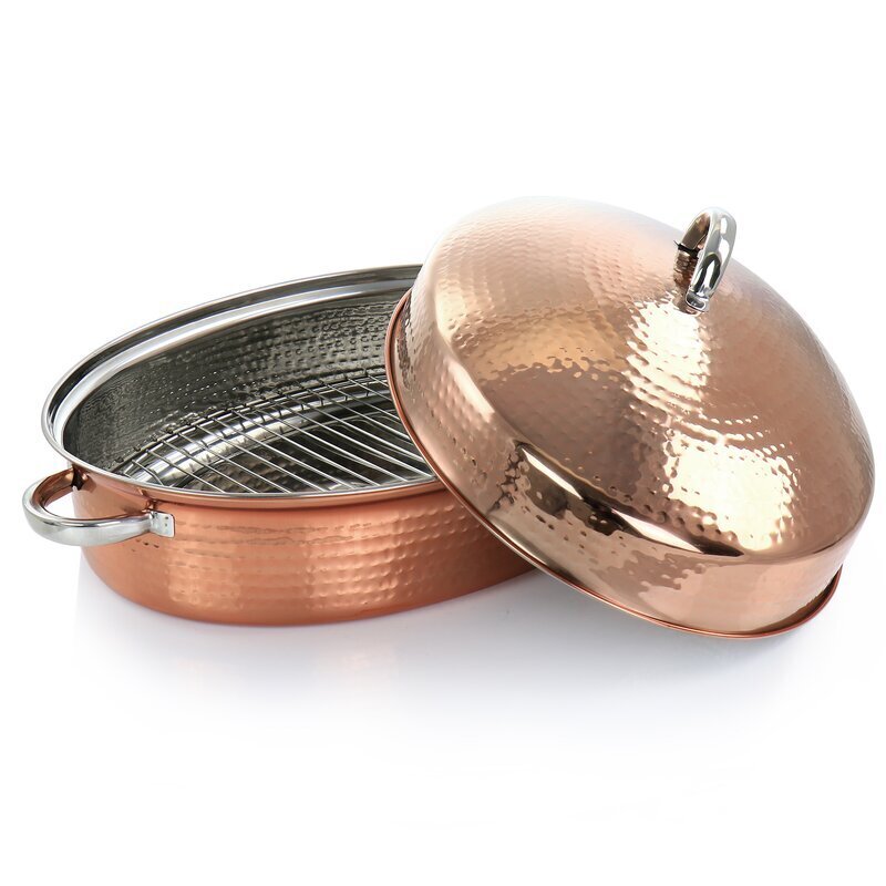 Copper Plated Stainless Steel Roasting Pan with Lid