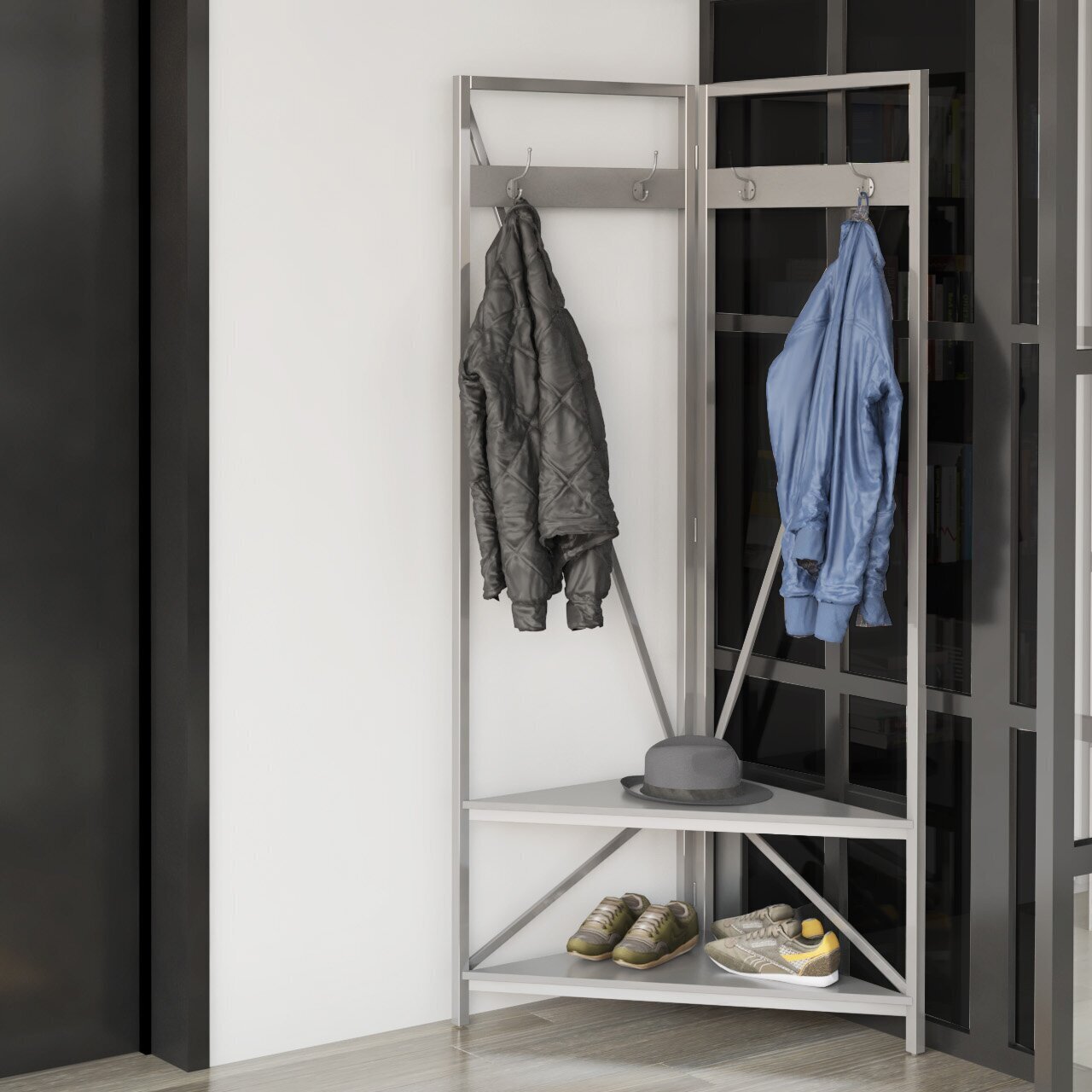 Corner Built In Coat Rack Bench