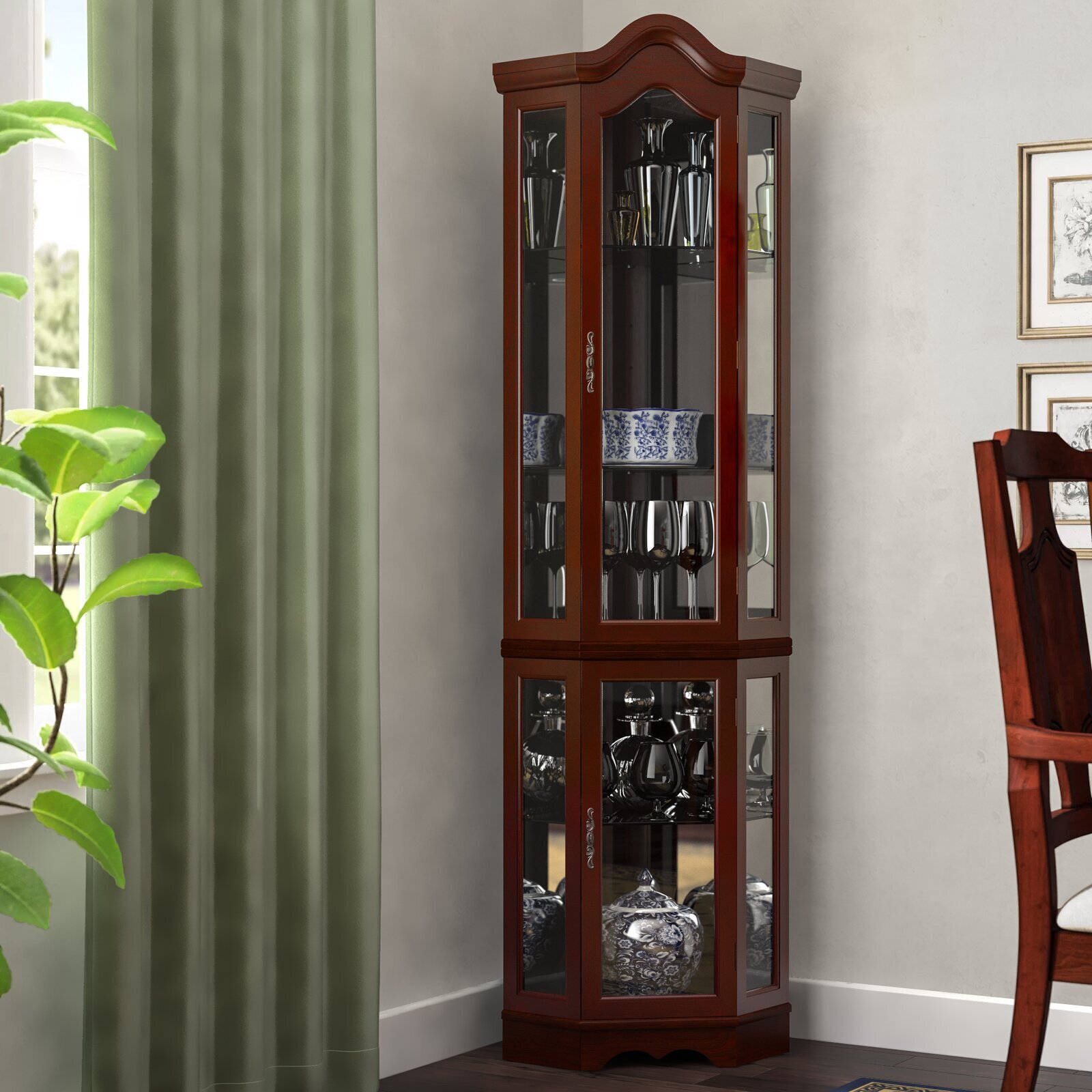 Corner China Cabinet With Glass Doors