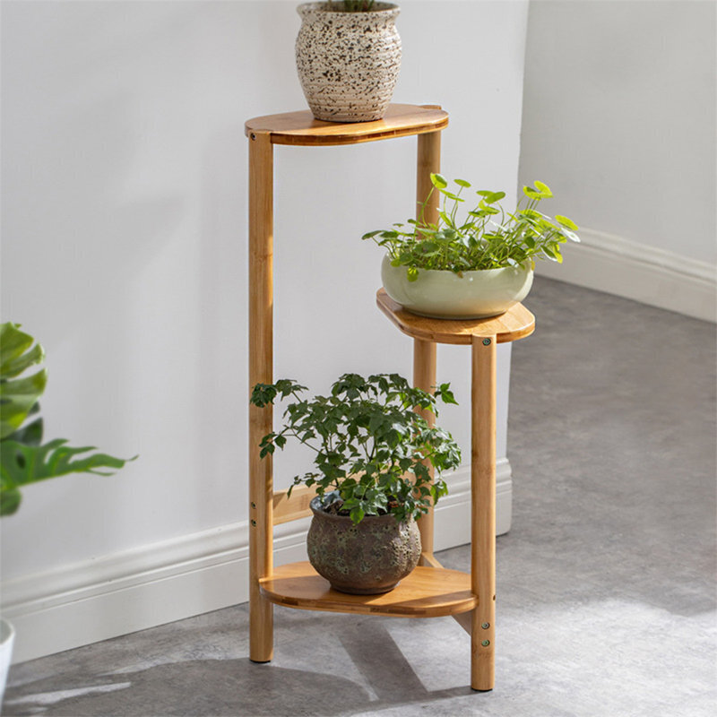 Corner Wooden Plant Stand Design