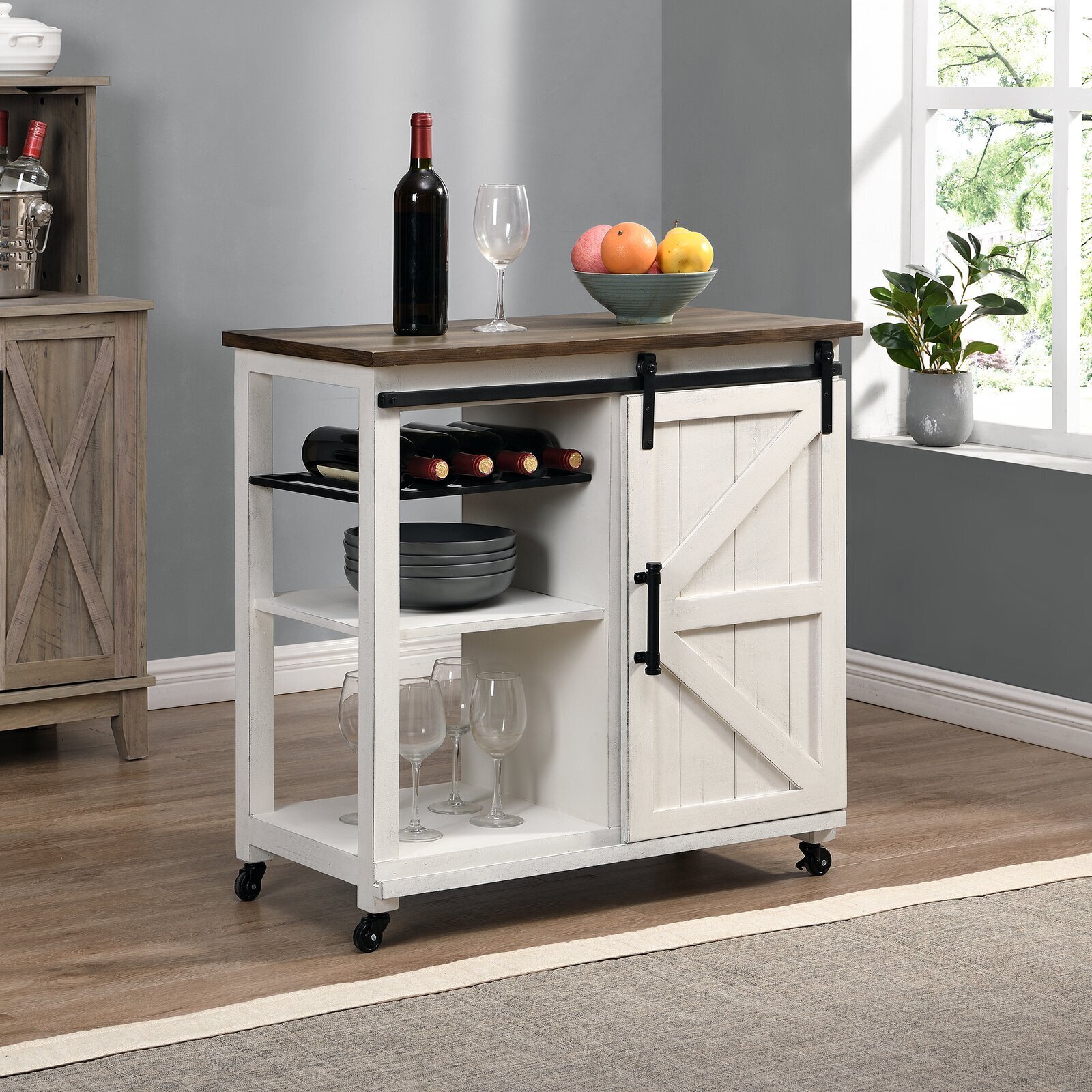 Country Charm Commercial Kitchen Island with Storage