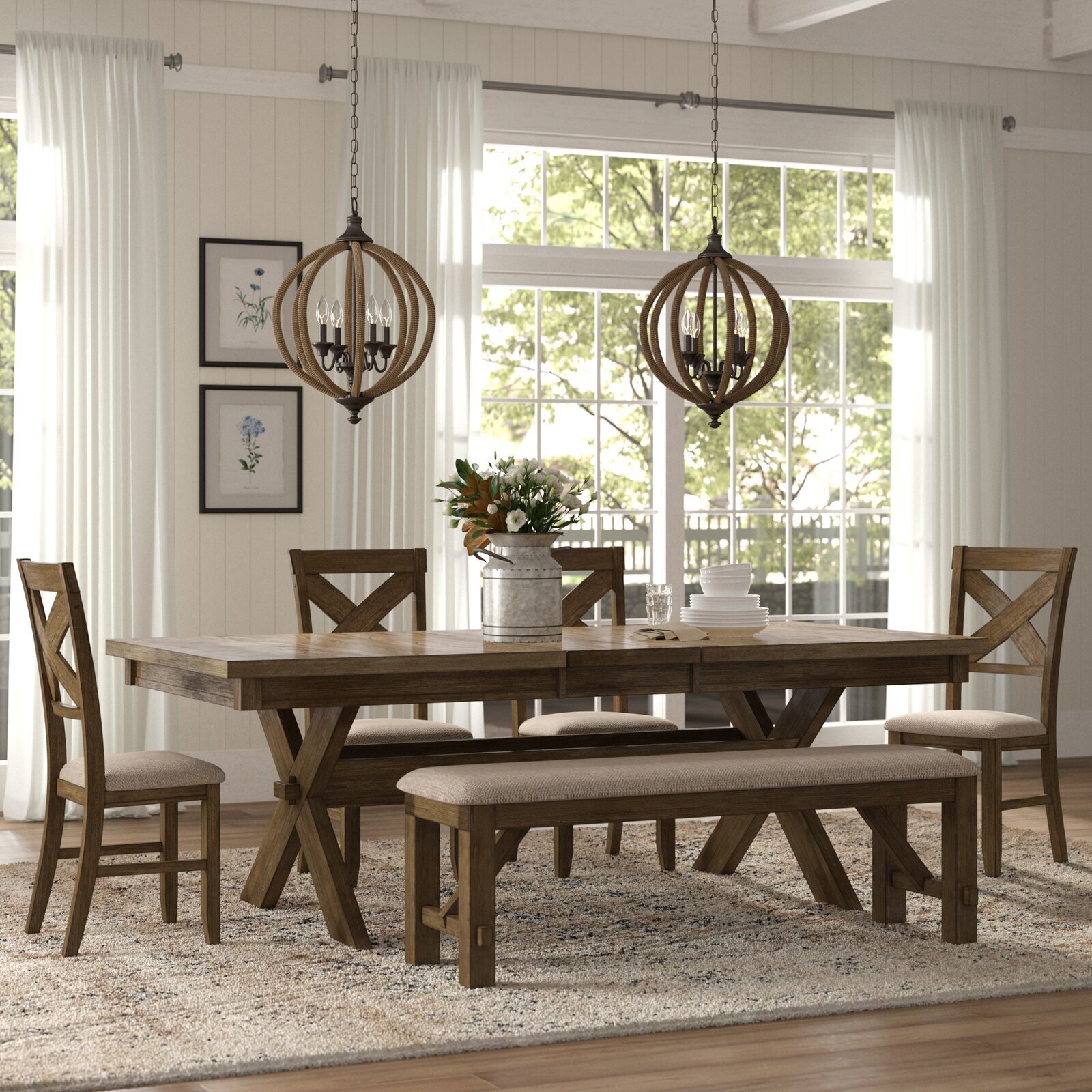 Dining Table With Chairs And Bench