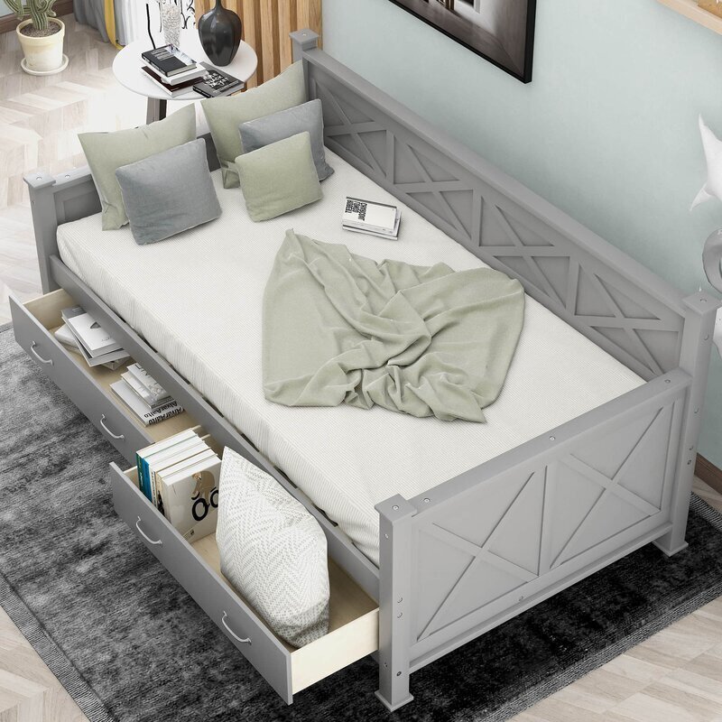 Country Charm Wood Daybed with Storage 
