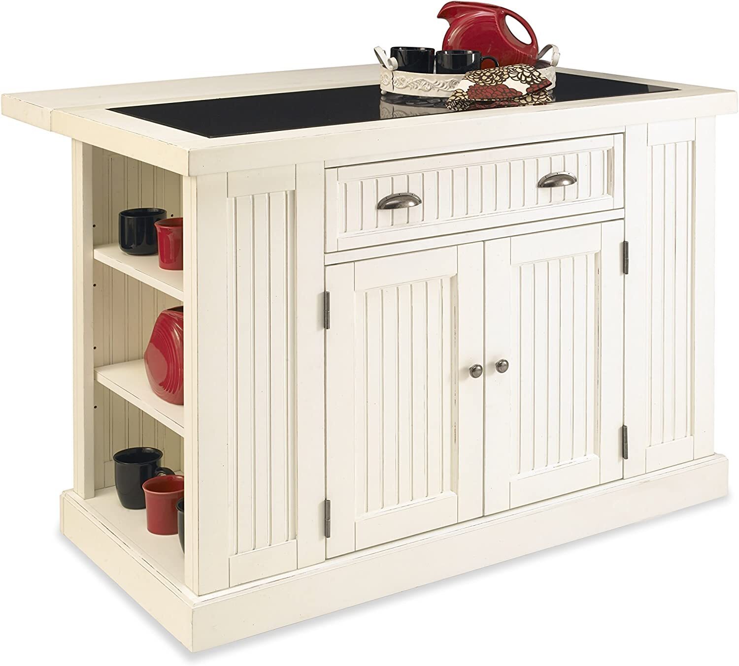 Country Cottage White Kitchen Island With Granite Top