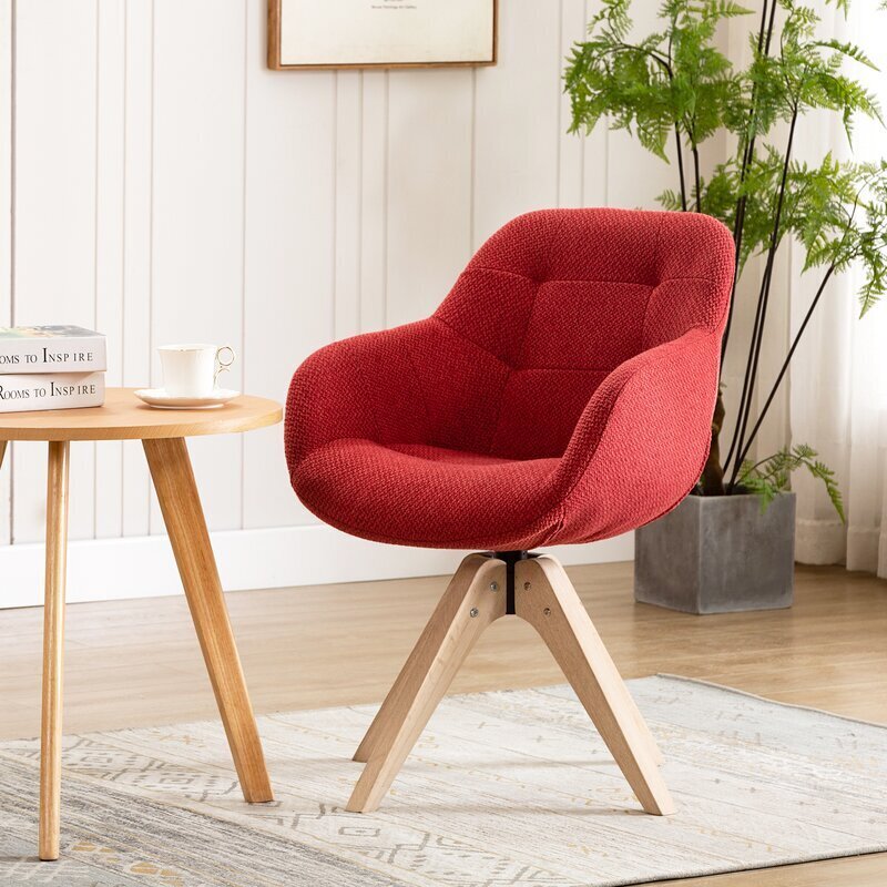 Cozy Tufted Red Swivel Chair