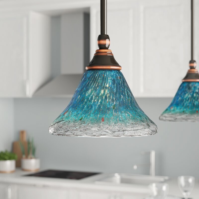 Creative pendant light in an aqua shade