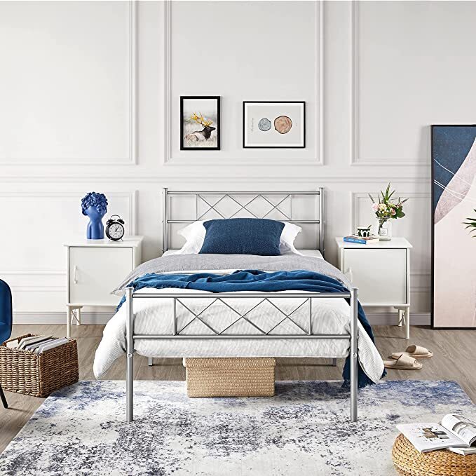Cross Design Wrought Iron Twin Bed With Headboard