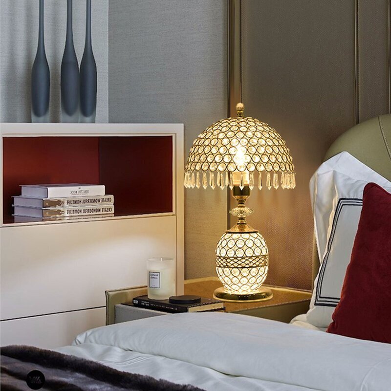 Crystal Prism Lamp With Bowl Shade