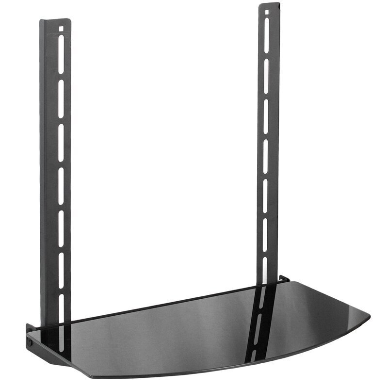 Curved Black Shelves Above TV