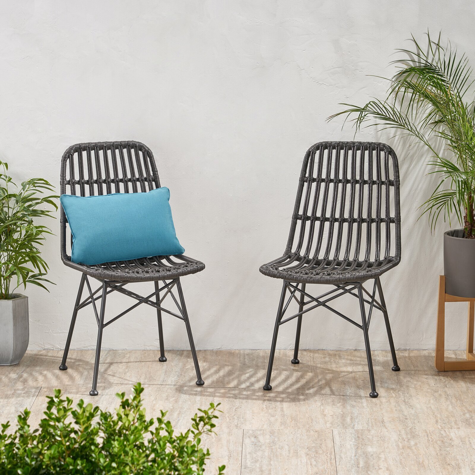 Curved Black Wicker Dining Chairs