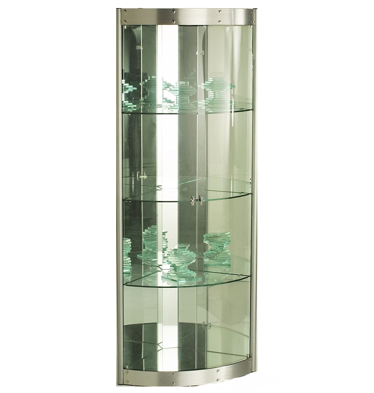 Curved Front Silver Display Cabinet