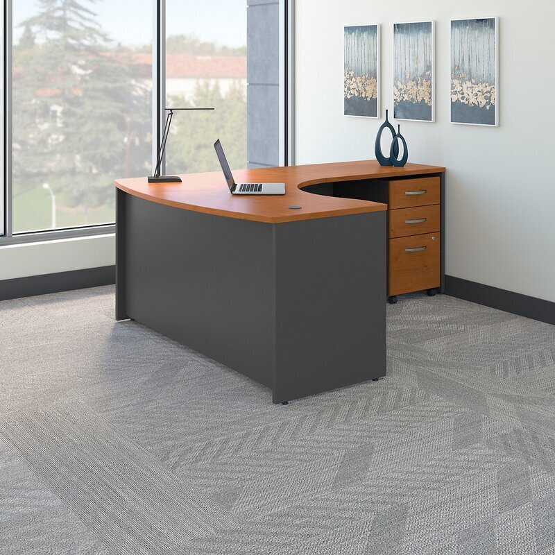 Curved L Shaped Executive Desk with Return