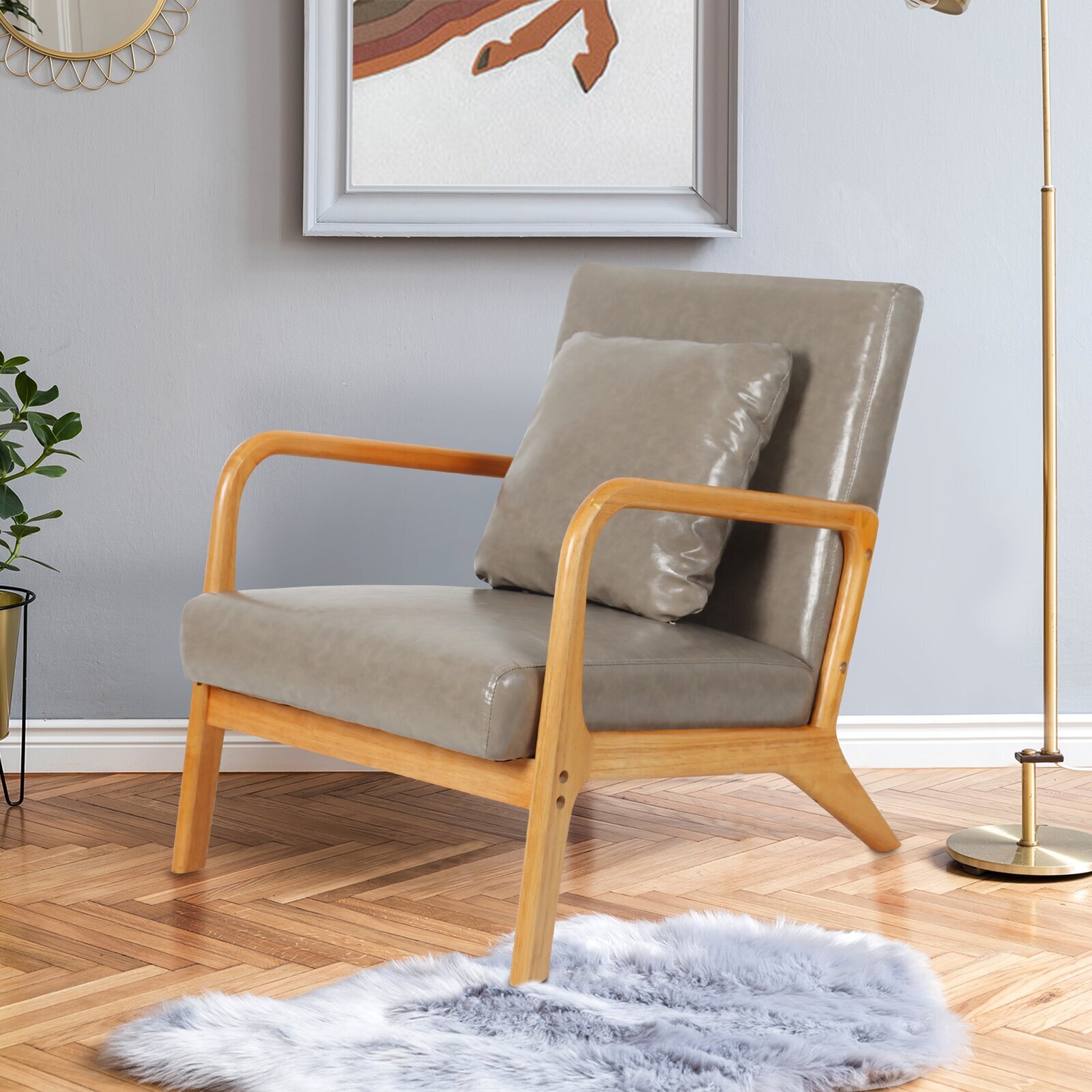 Cushioned Faux Leather Armchair