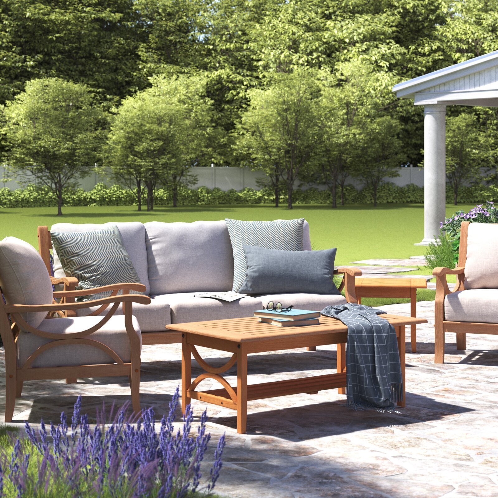 Cushioned Ty Pennington style outdoor seating set