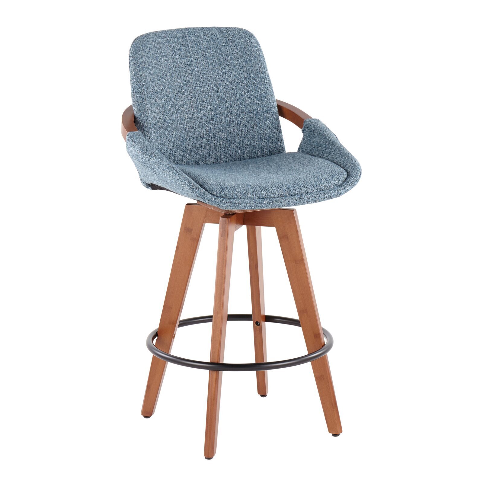 Cushioned Walnut Bar Stool