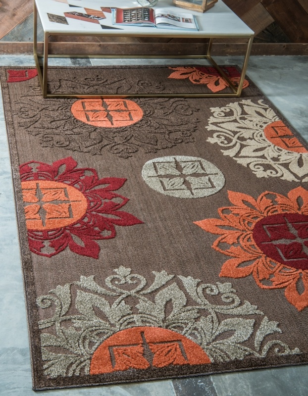 Dalbury Machine Woven / Power Loomed Brown Indoor/Outdoor Rug