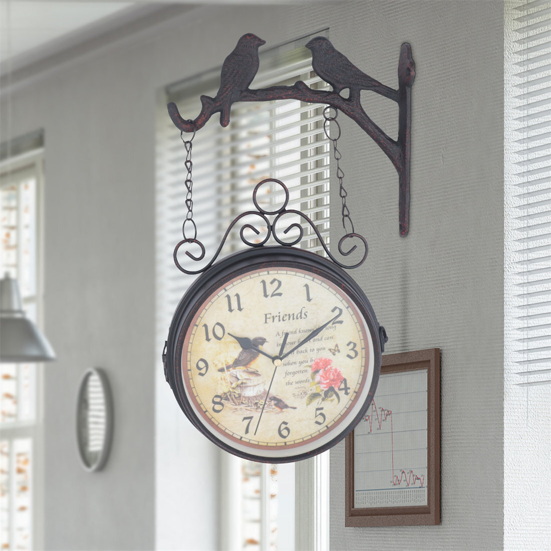 Dangling Wrought Iron Wall Clock