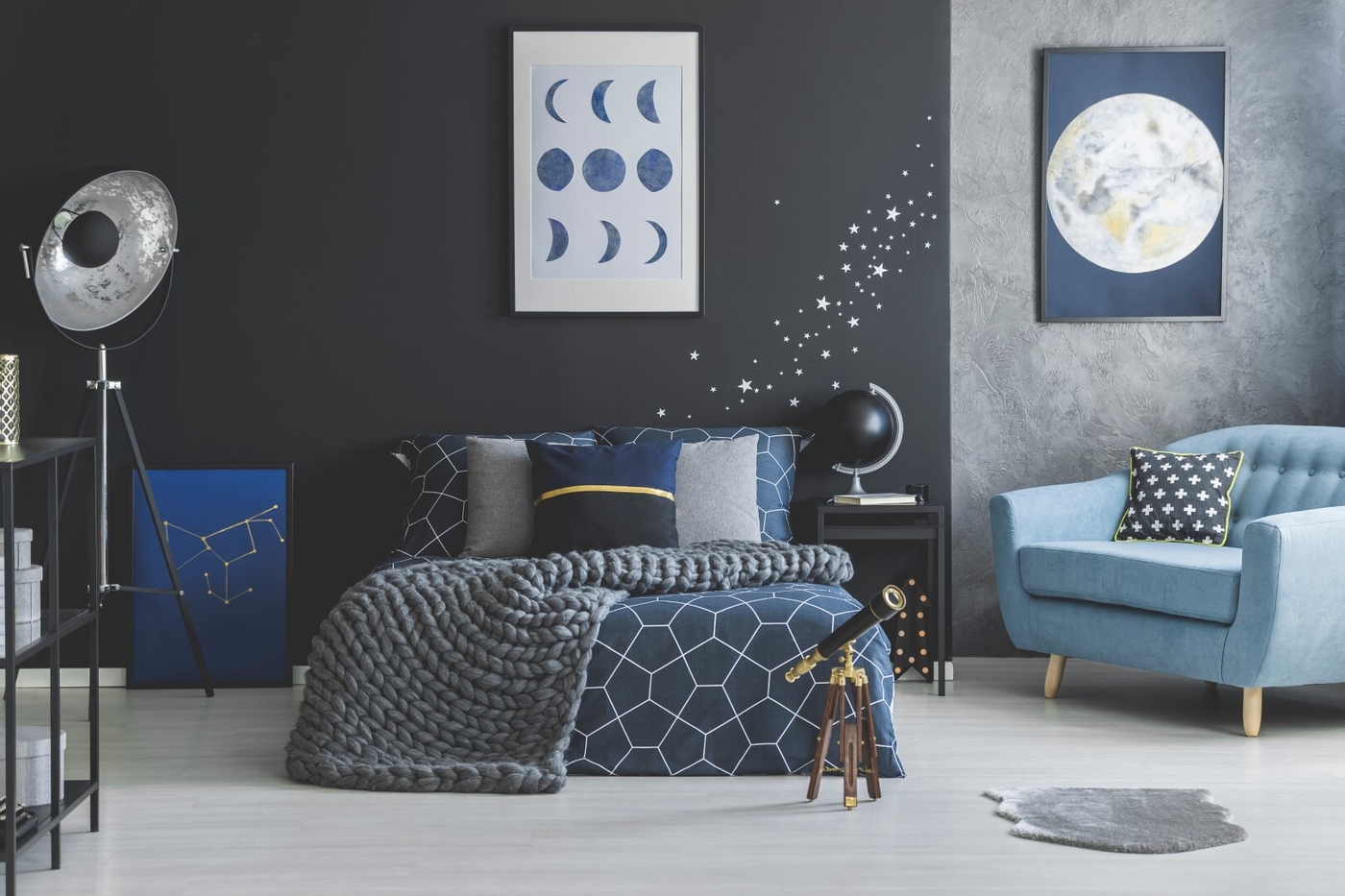 Dark bedroom interior