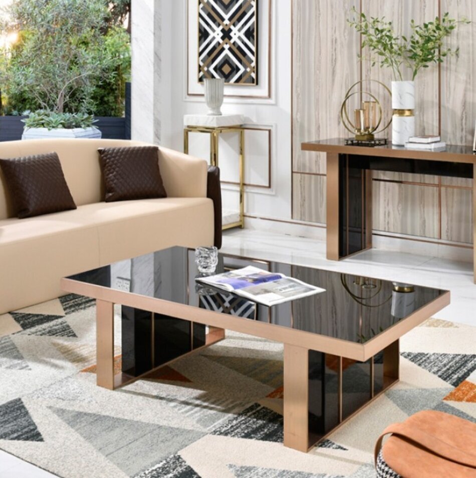 Dark Big Glass Coffee Table