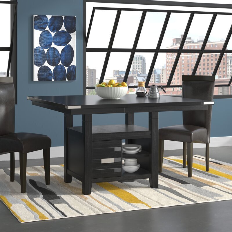 Dark Dining Table with Drawer