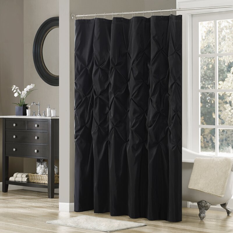 Dark, Dramatic, Semi Sheer Black Tufted Curtain