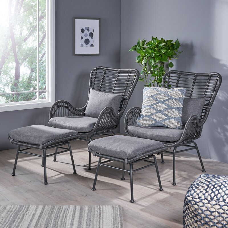 Dark Grey Rattan Lounge Chair Indoor