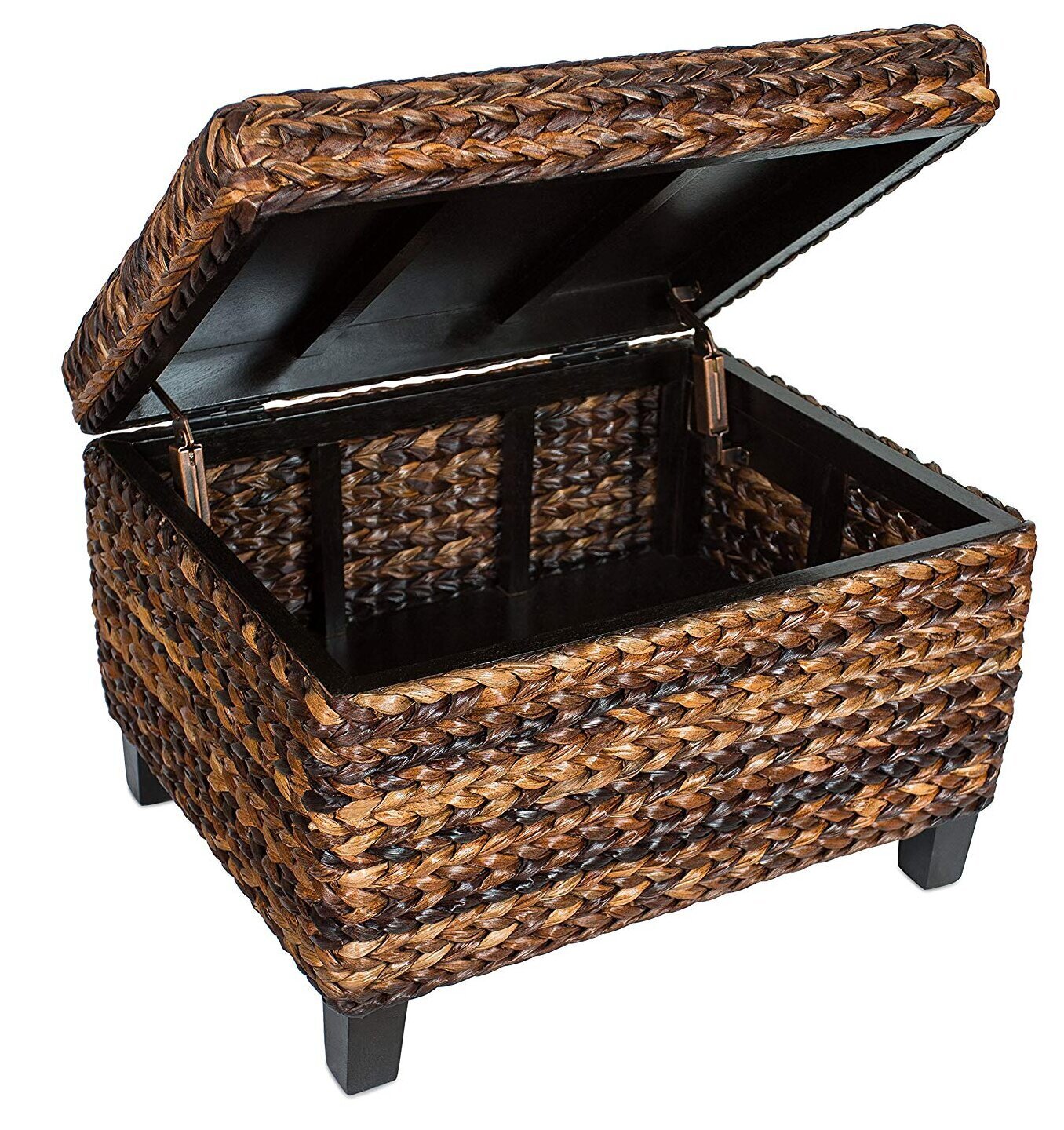 Dark Rattan Storage Ottoman