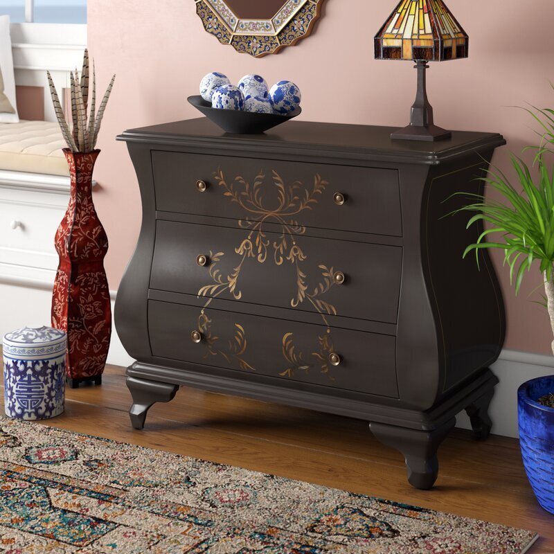 Dark Vintage Accent Bombe Chest