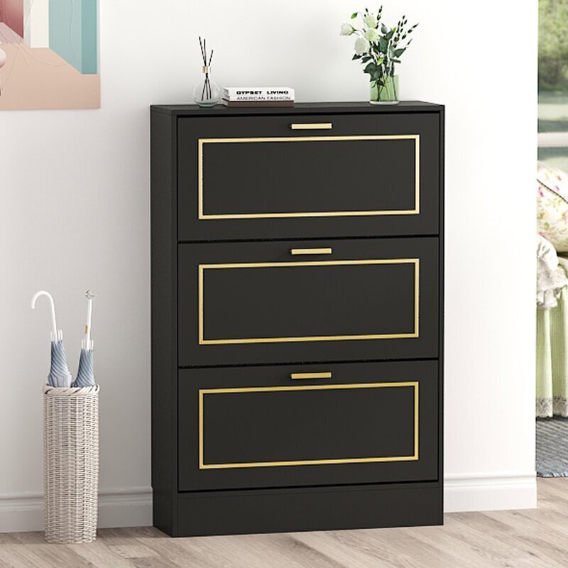 Decorative black shoe cabinet