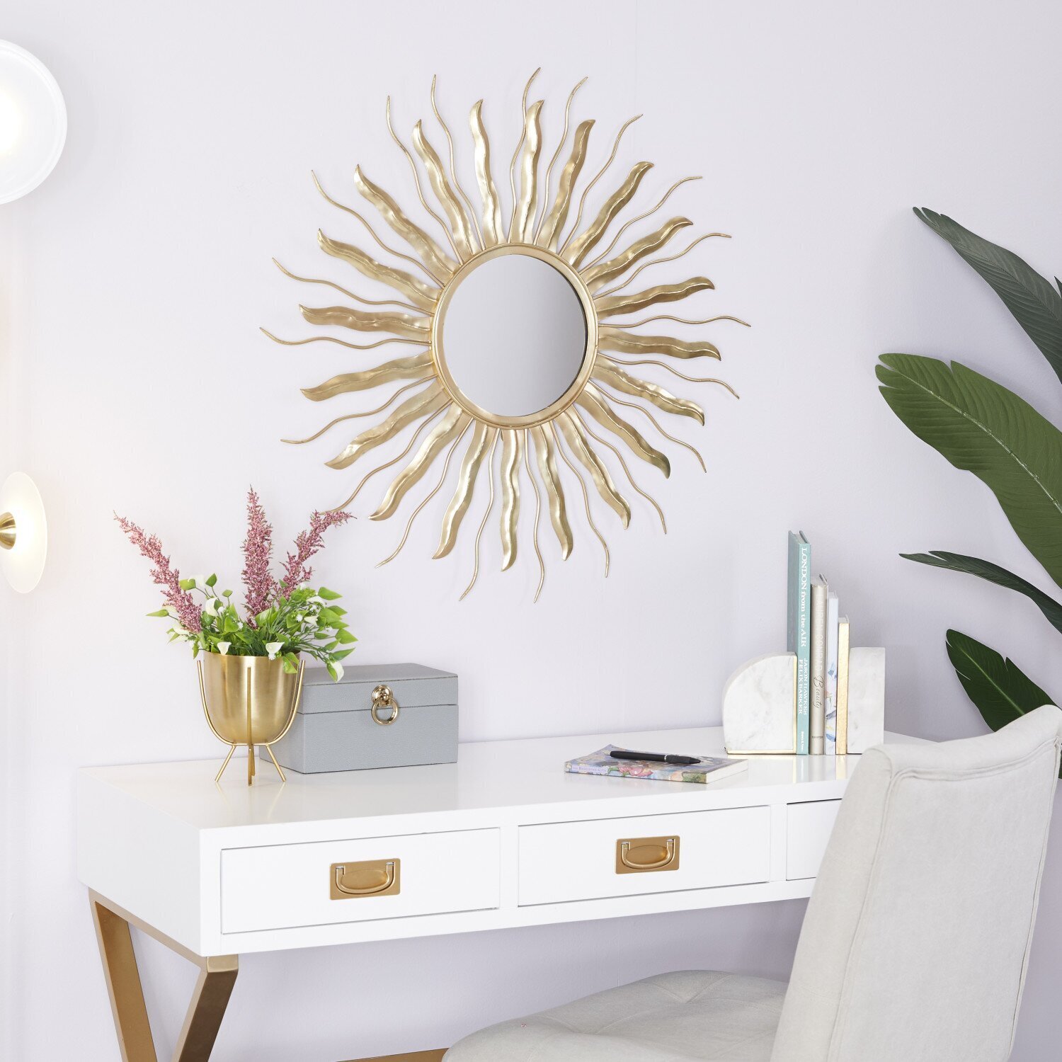Distressed Gold Sun Mirror