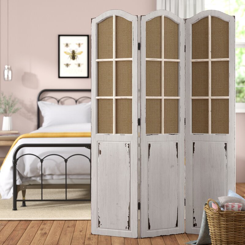 Distressed White Vintage Room Divider Screen