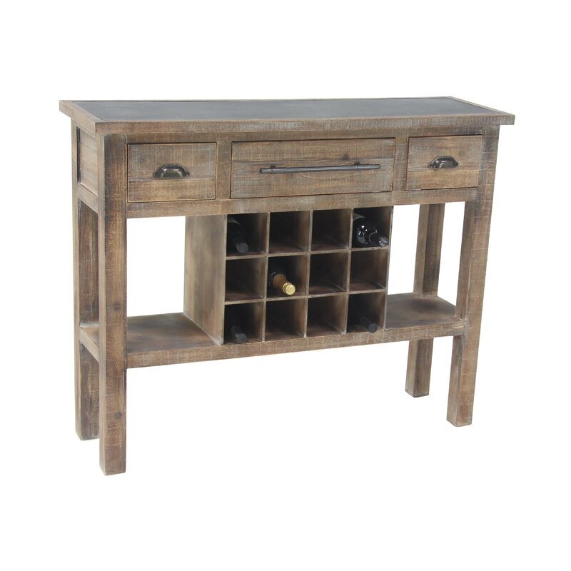 Distressed Wine Rack Console