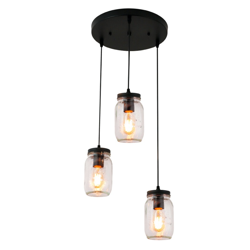 Domineca 3-light Kitchen Island Light For Farmhouse, Mason Jar Pendant Light For Kitchen