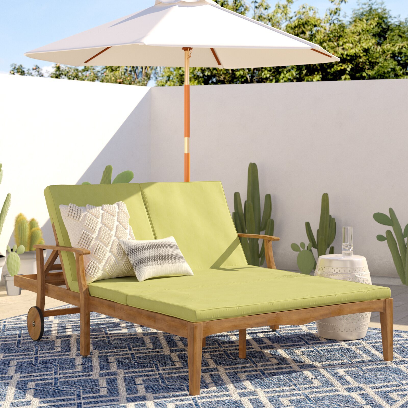 Double Chaise Lounge for Sunroom or Outdoors